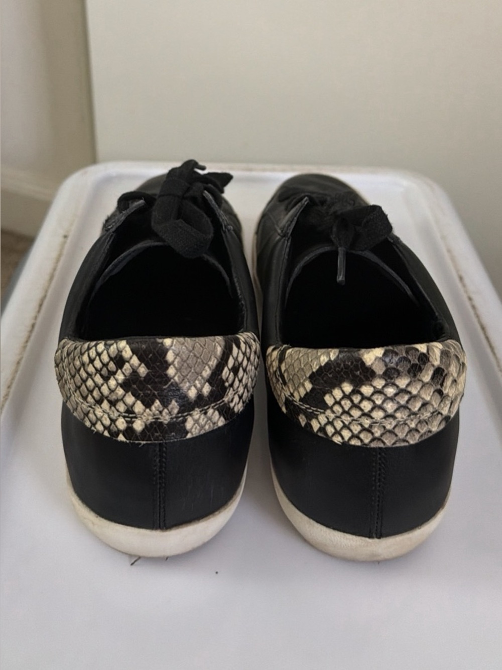 Banana Republic Black Sneakers with Snake-Print Heel